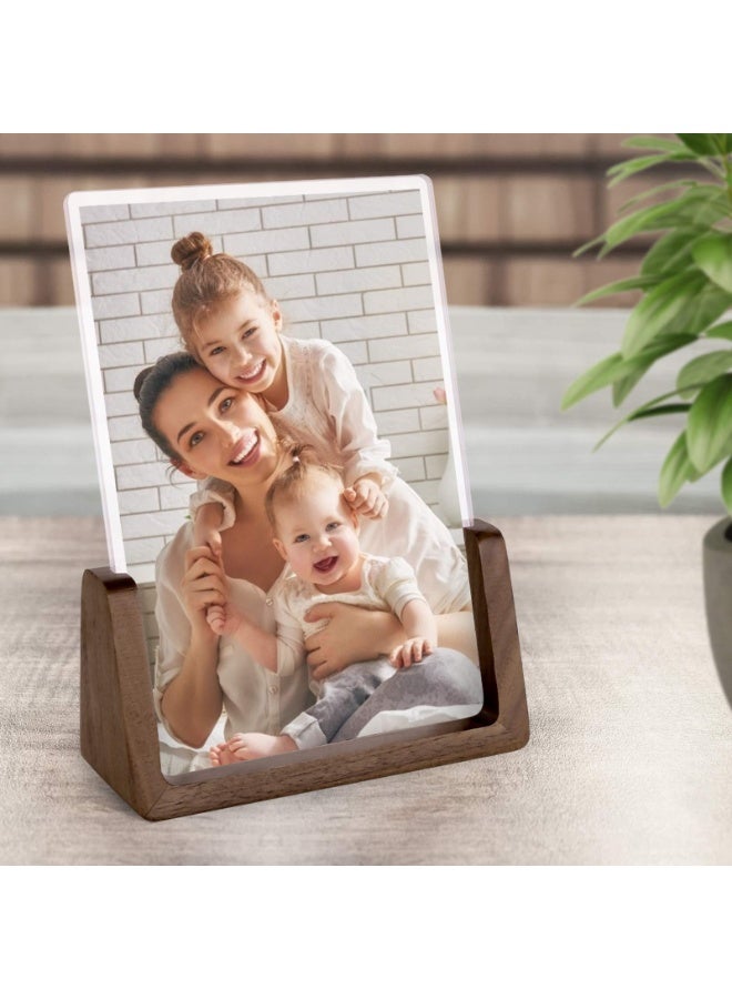 إطار صورة أنيق على شكل U من الخشب الصلب مع لوحات أكريليك شفافة – تصميم ريفي وعصري للعرض على الطاولة – مثالي للمنزل، المكتب، حفلات الزفاف، والمناسبات الخاصة – حامل متعدد الاستخدامات لبطاقات العمل، لافتات المؤتمرات، وتقويمات المكتب - Image 3